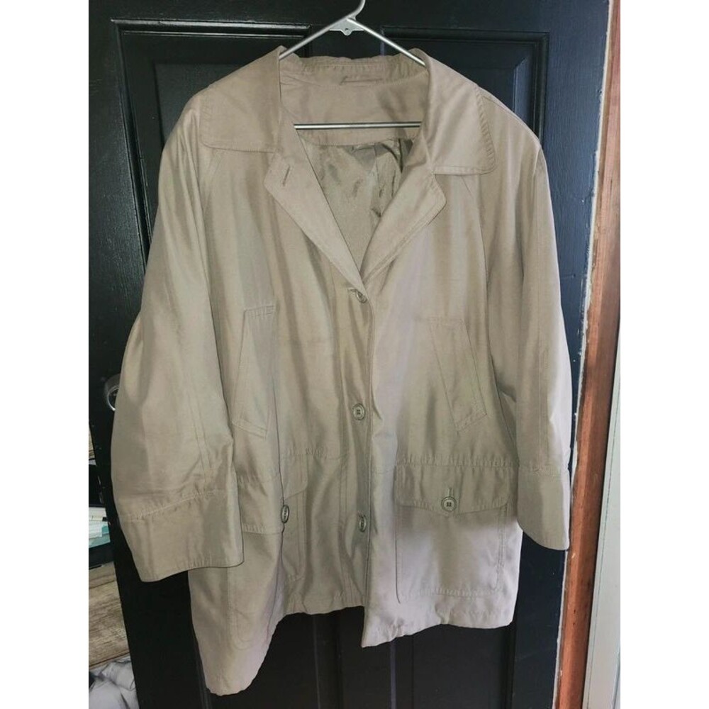 Vintage Tan Utility Jacket Plus Size 22 24 Beige Chore Barn Coat 2X 3X